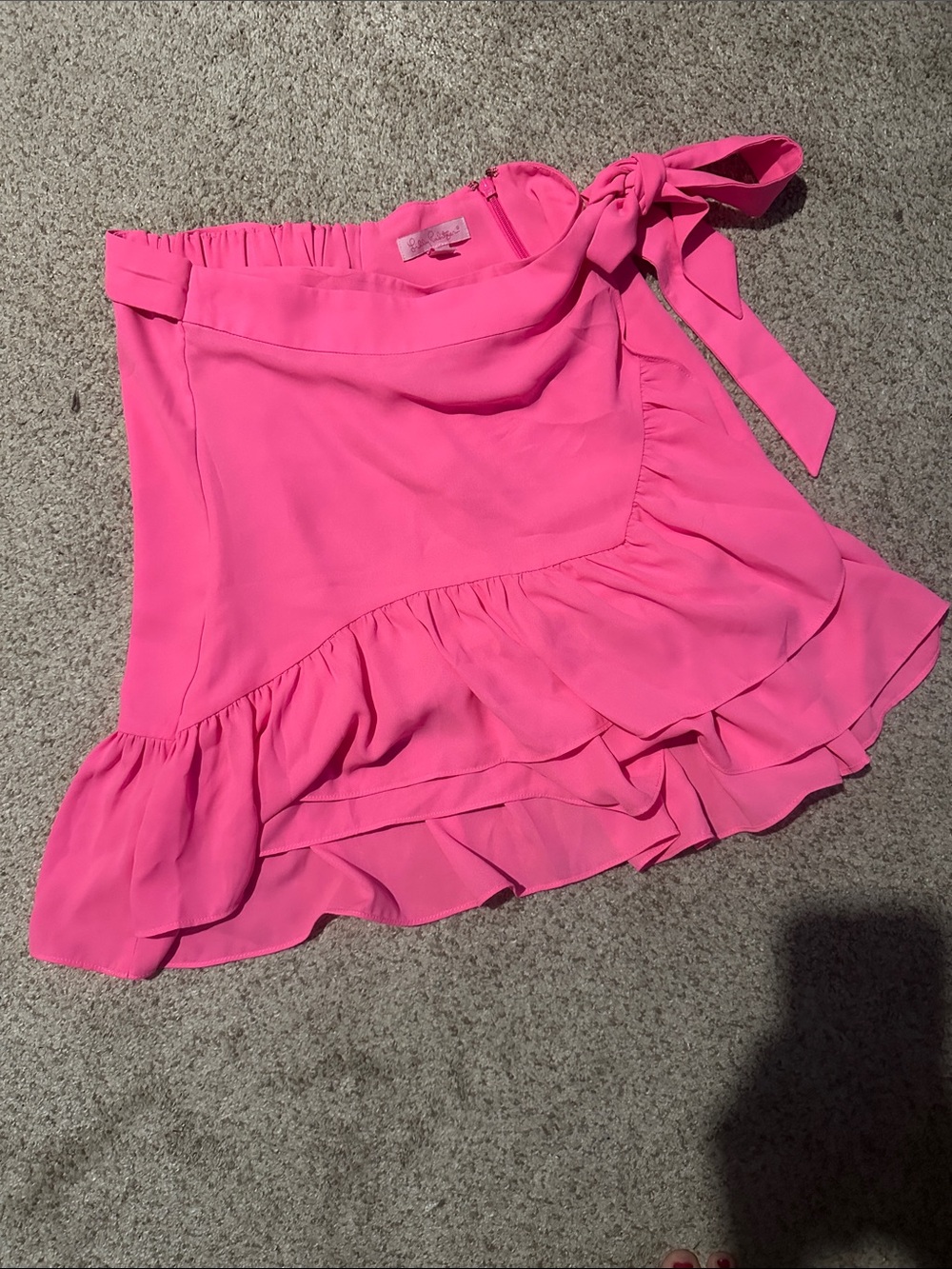 Lilly Pulitzer Hot Pink Ruffle Wrap Mini Skirt